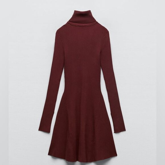 ZARA CUT OUT SHOULDER SKATER RIBBED DRESS - Picture 8 of 9